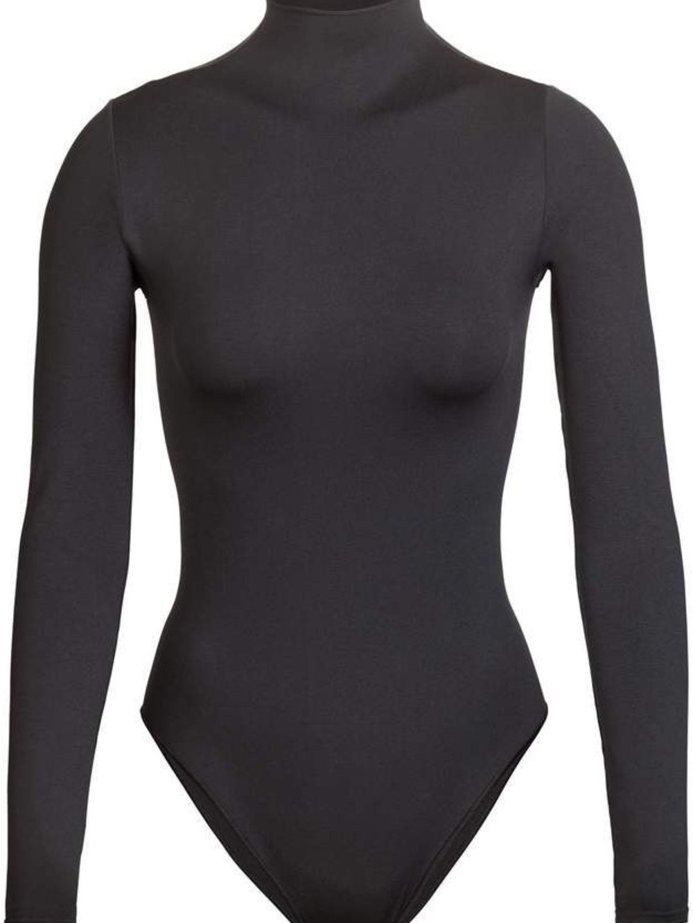 SKIMS Black Long-Sleeve High-Neck Bodysuit